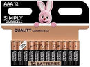 24 Packs Of Duracell AAA Simply - 12 Batteries per pack